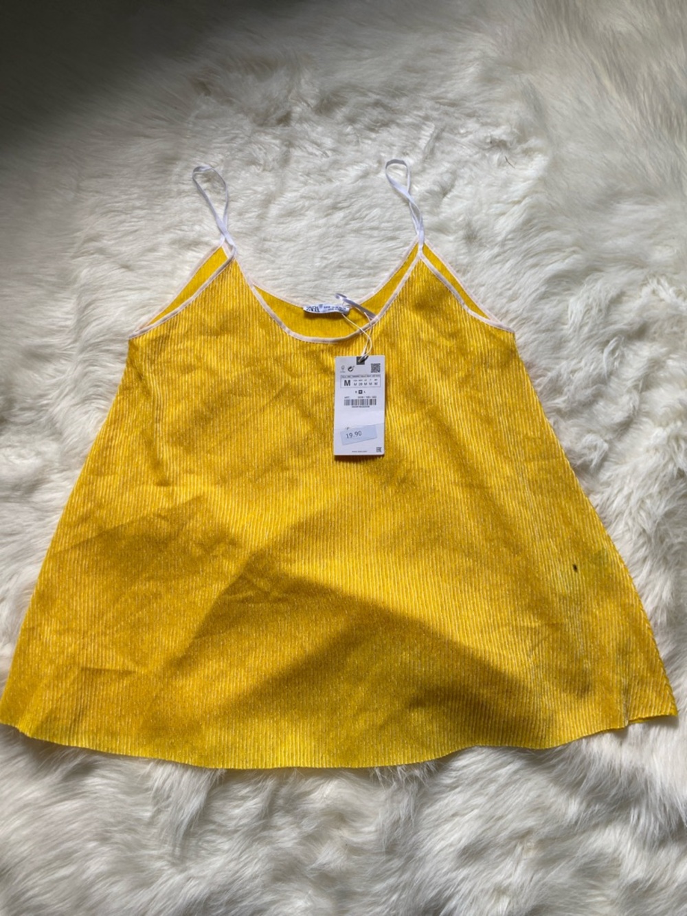 Zara Yellow Ribbed Spaghetti-Strap Camisole